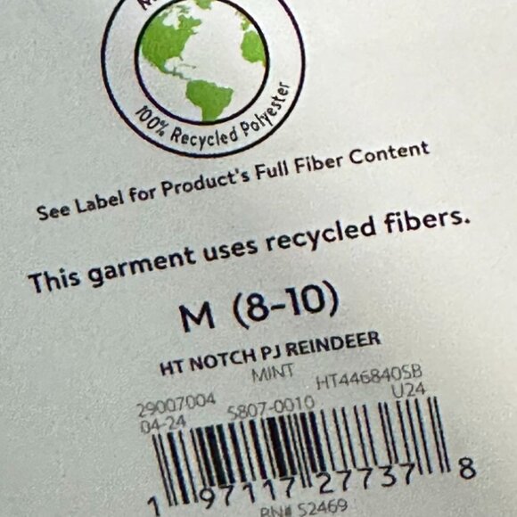 Holiday Time Pajama Set Women Christmas Green Mint Retro Reindeer Print PJ's NEW - Picture 8 of 8